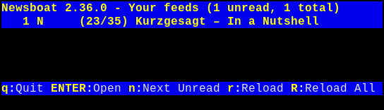 Newsboat open with a single feed for the channel “Kurzgesagt”